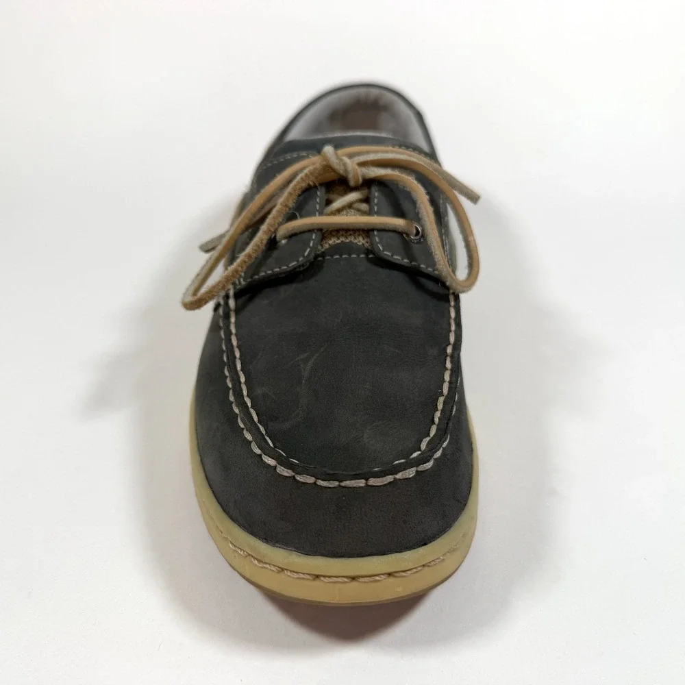 Clarks Boat Shoes Mens 9.5M Leather Gray Casual Lace Up‎ Comfort